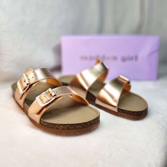*New Low Price** Madden Girl Brasso Rose Gold Slides - Picture 1 of 11